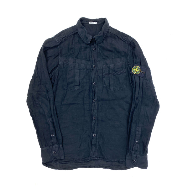 Stone Island Black Linen Summer Shirt