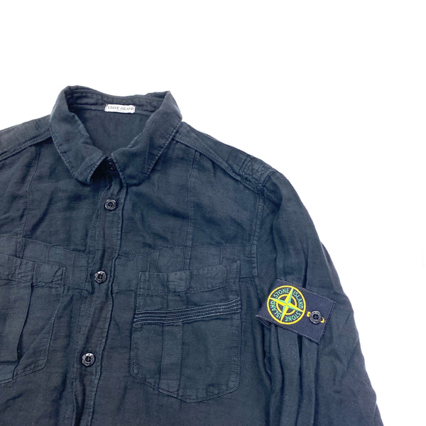 Stone Island Black Linen Summer Shirt