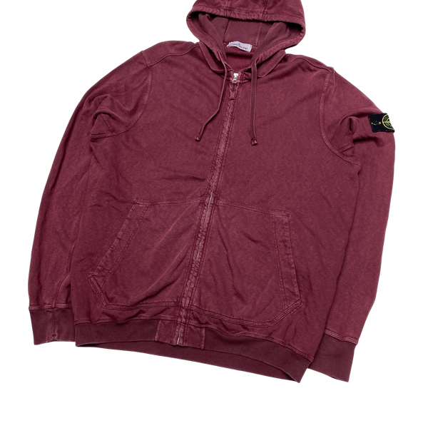 Stone Island 2017 Burgundy Zipped Cotton Hoodie Mat s Island