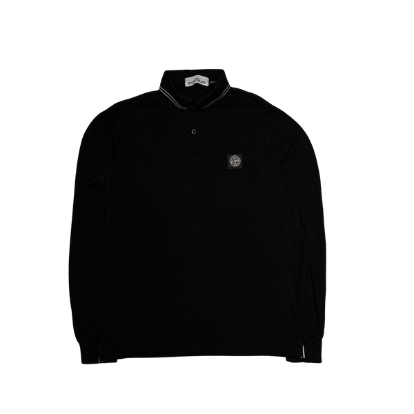 Stone Island 2015 Black Longsleeve Cotton Polo Top
