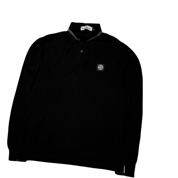 Stone Island 2015 Black Longsleeve Cotton Polo Top