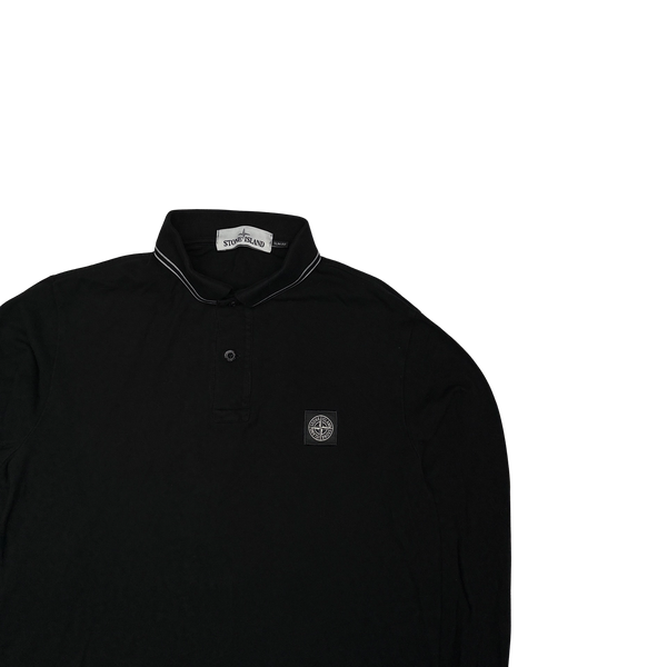 Stone Island 2015 Black Longsleeve Cotton Polo Top