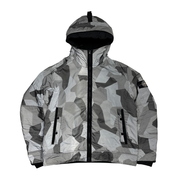 Stone Island 2012 Silver Fleece Lined Camo Reflective Jacket - XXL