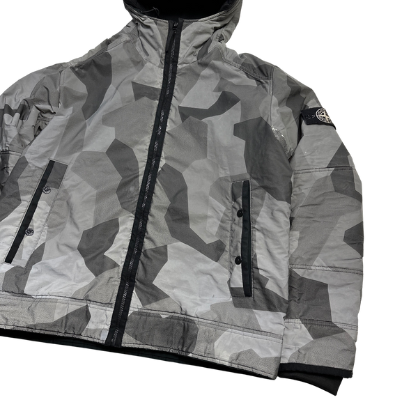Stone Island 2012 Silver Fleece Lined Camo Reflective Jacket - XXL