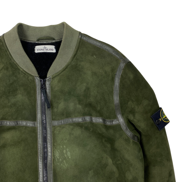Stone Island Garment Dyed Sheepskin Shearling Suede Jacket