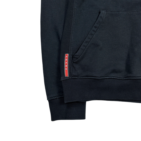 Prada Black Cotton Pullover Hoodie - Small