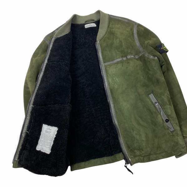 Stone Island Garment Dyed Sheepskin Shearling Suede Jacket