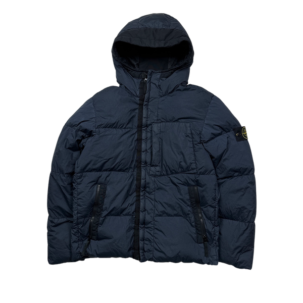 Stone Island Navy Garment Dyed Down Puffer Jacket - Medium