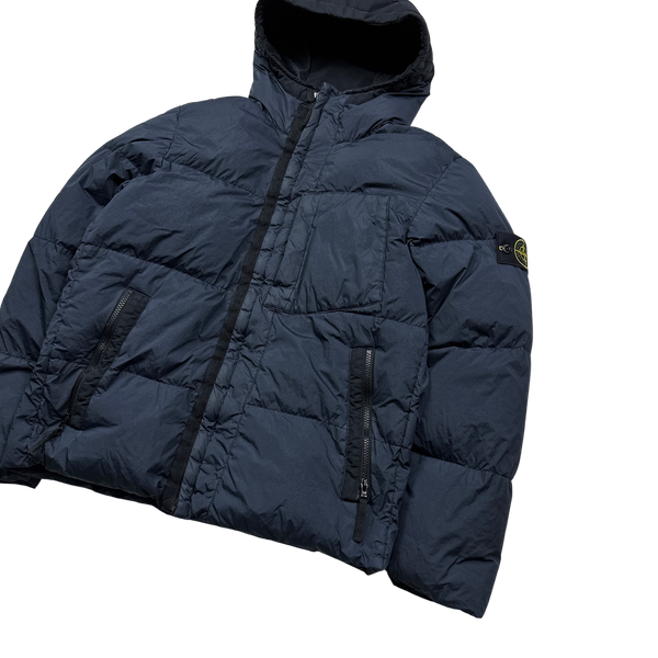 Stone Island Navy Garment Dyed Down Puffer Jacket - Medium