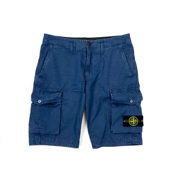 Stone Island Blue Cotton Cargo Shorts