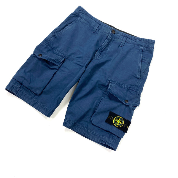 Stone Island Blue Cotton Cargo Shorts