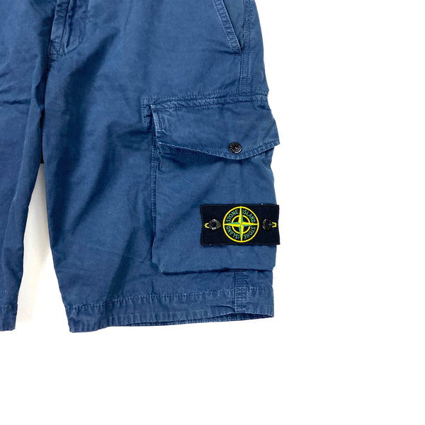 Stone Island Blue Cotton Cargo Shorts