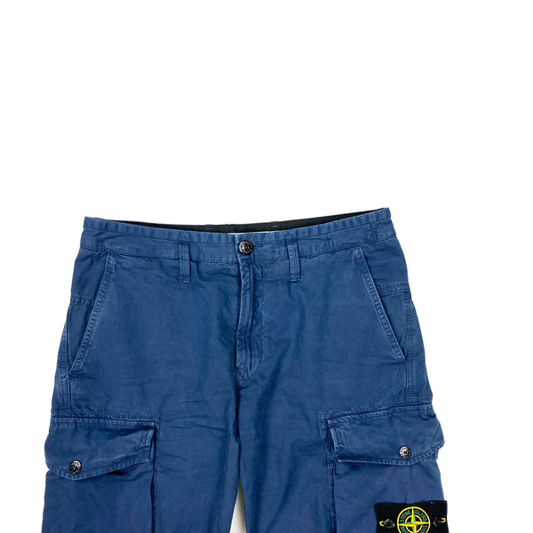 Stone Island Blue Cotton Cargo Shorts