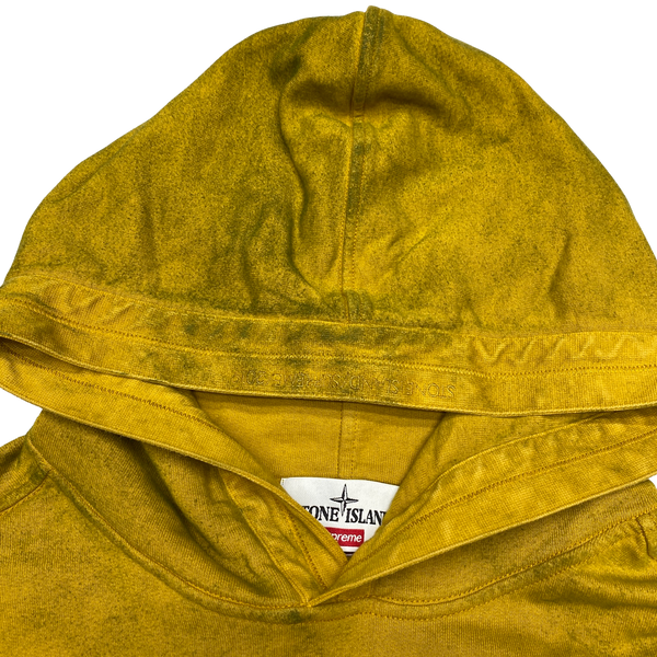 Stone Island x Supreme 2019 Dust Treatment Mustard Hoodie
