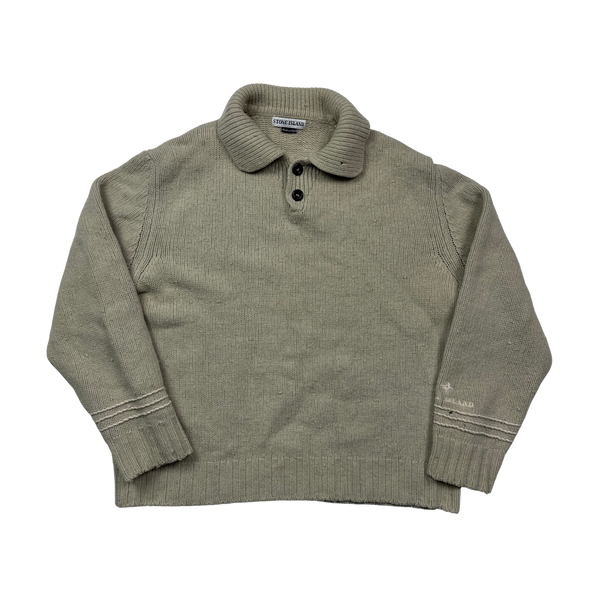 Stone Island Vintage 1998 Oatmeal Knitted Pullover - XXL