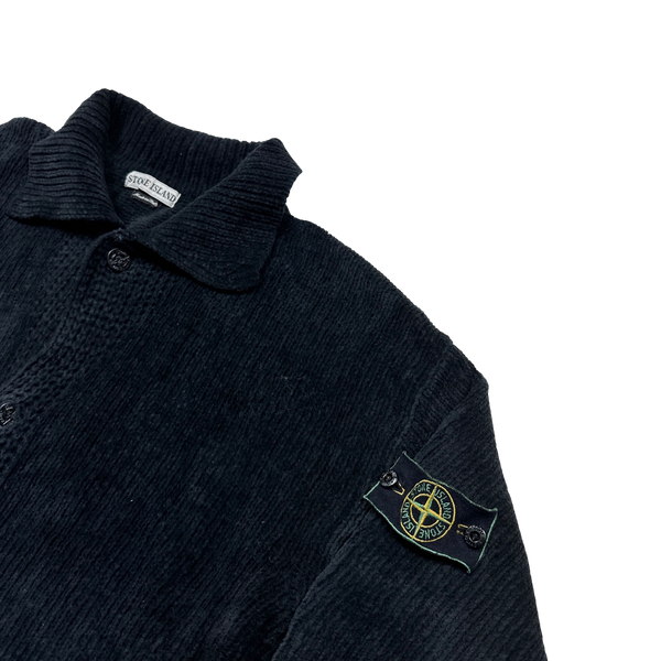 Stone Island Dark Navy 1995 Vintage Chenille Knit Jumper - XXL
