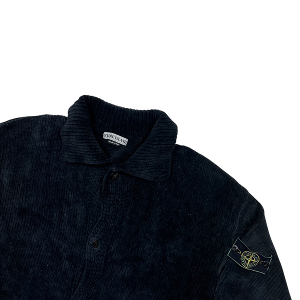 Stone Island Dark Navy 1995 Vintage Chenille Knit Jumper - XXL