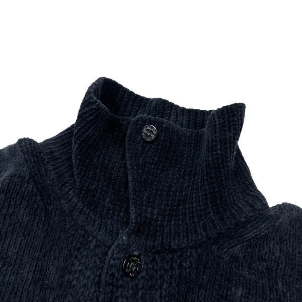 Stone Island Dark Navy 1995 Vintage Chenille Knit Jumper - XXL