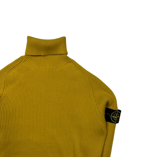 Stone Island 2018 Yellow Thick Ribbed Wool Turtle Neck - Small