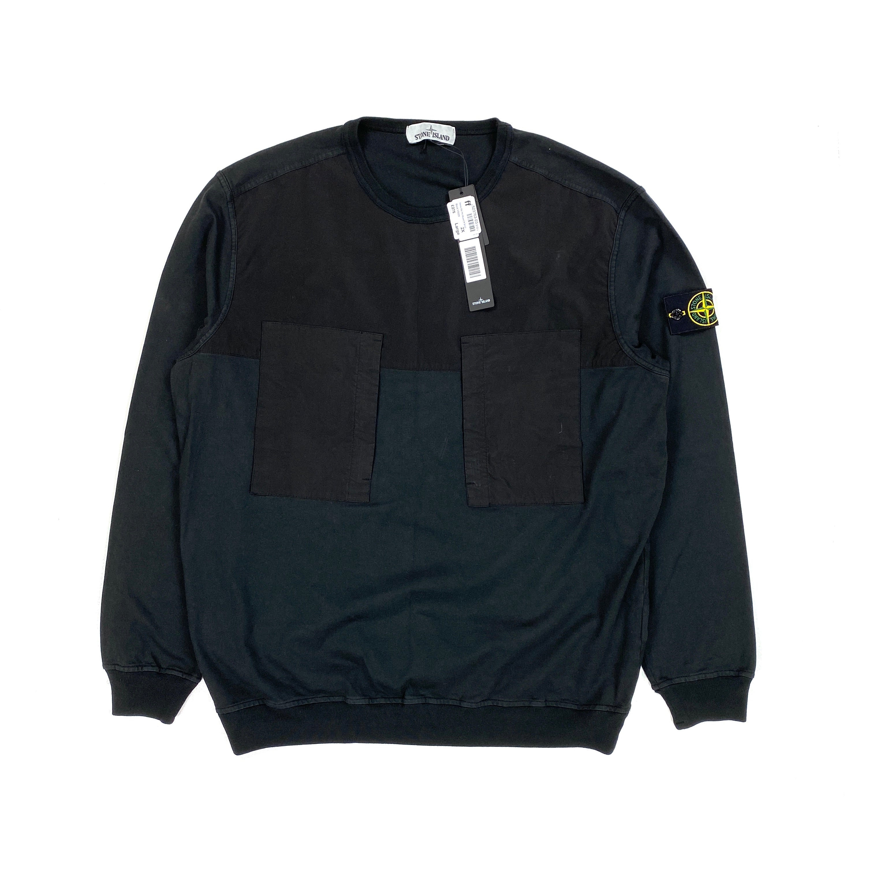Stone Island Black Chest Pocket Crewneck Sweatshirt