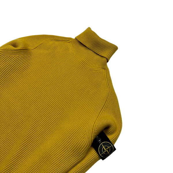 Stone Island 2018 Yellow Thick Ribbed Wool Turtle Neck - Small