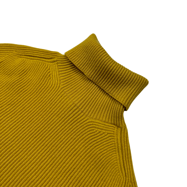 Stone Island 2018 Yellow Thick Ribbed Wool Turtle Neck - Small