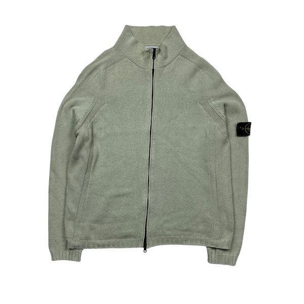 Stone Island 2003 Pastel Green Fine Knit Zip Up - XL