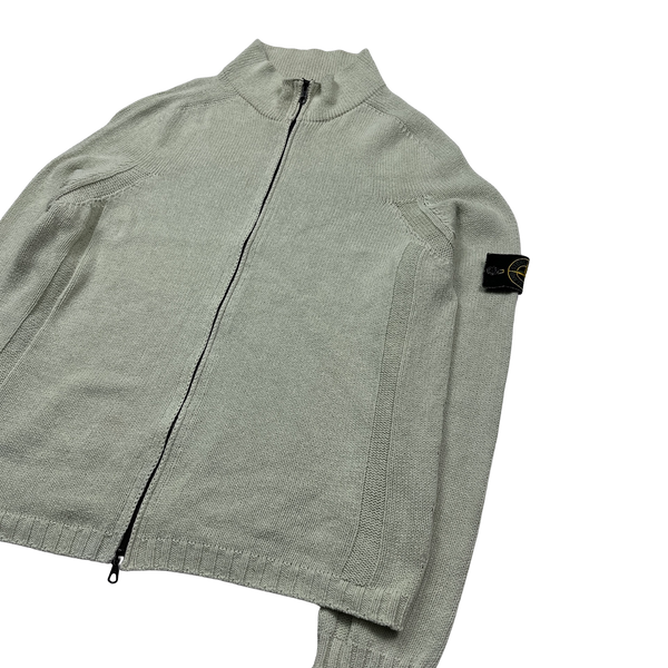 Stone Island 2003 Pastel Green Fine Knit Zip Up - XL