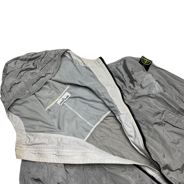 Stone Island Silver Nylon Metal Watro Shimmer Jacket