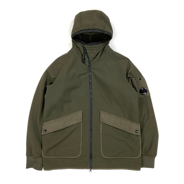 CP Company Sherling Lined Khaki Soft Shell Jacket