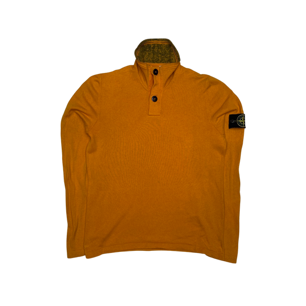 Stone Island 2013 Orange Quarter Button Up Pullover Jumper