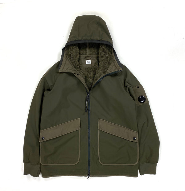 CP Company Sherling Lined Khaki Soft Shell Jacket