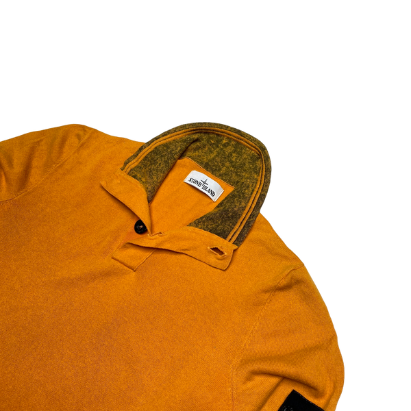 Stone Island 2013 Orange Quarter Button Up Pullover Jumper