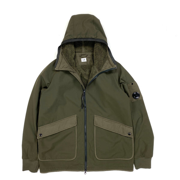 CP Company Sherling Lined Khaki Soft Shell Jacket