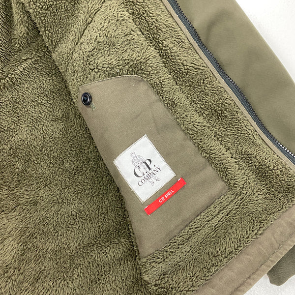 CP Company Sherling Lined Khaki Soft Shell Jacket