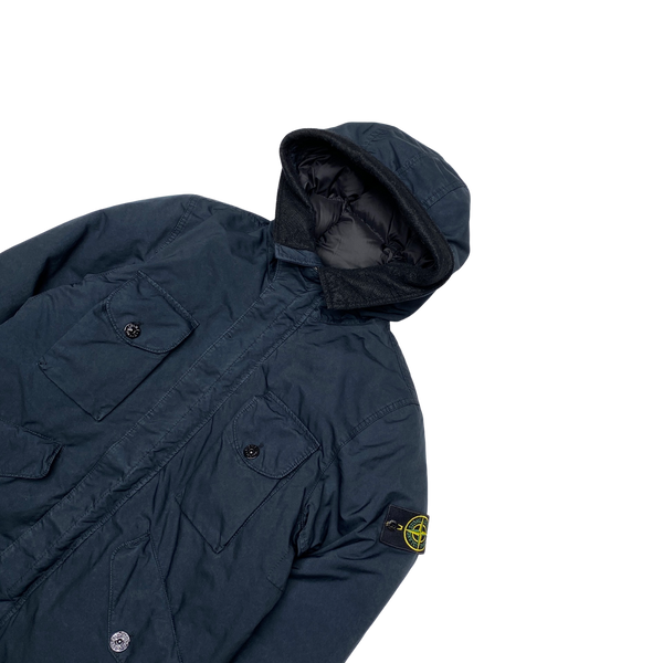 Stone Island 2021 Navy Hooded David Down- TC Shell Jacket