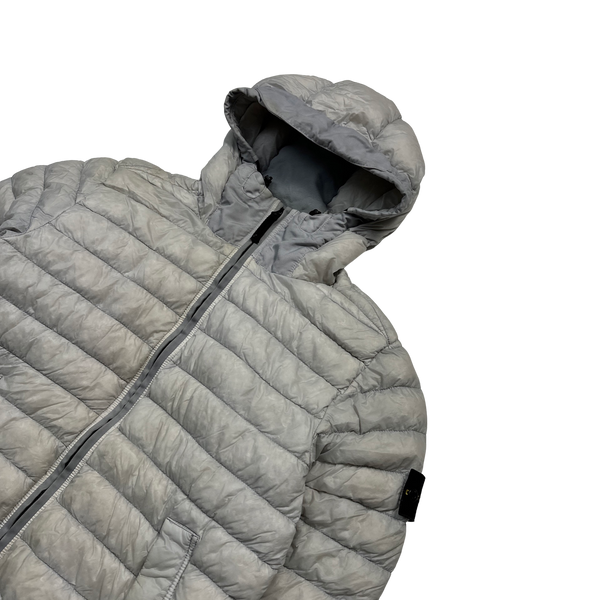 Stone Island Cream Micro Yarn Hooded Down Puffer Jacket - Large