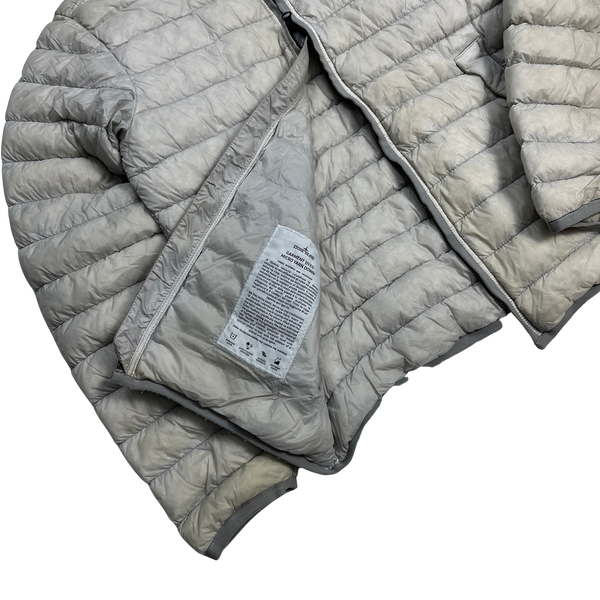 Stone Island Cream Micro Yarn Hooded Down Puffer Jacket - Large
