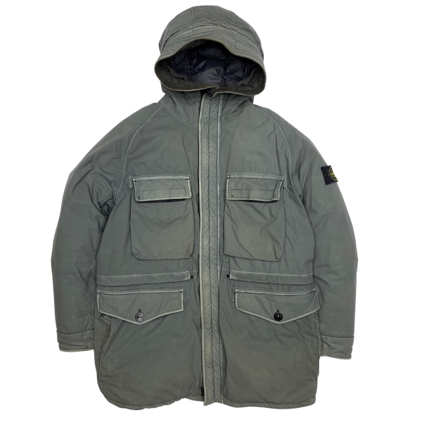 Stone Island Grey Mussola Gomatta Velour Down-TC Parka