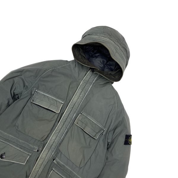 Stone Island Grey Mussola Gomatta Velour Down-TC Parka