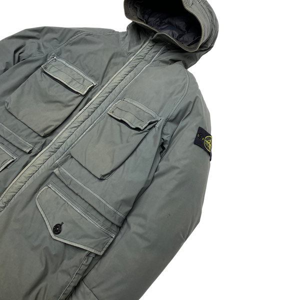 Stone Island Grey Mussola Gomatta Velour Down-TC Parka