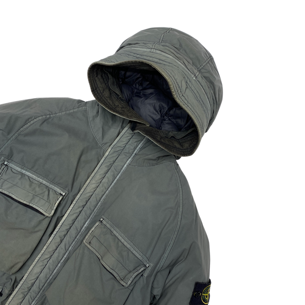 Stone Island Grey Mussola Gomatta Velour Down-TC Parka