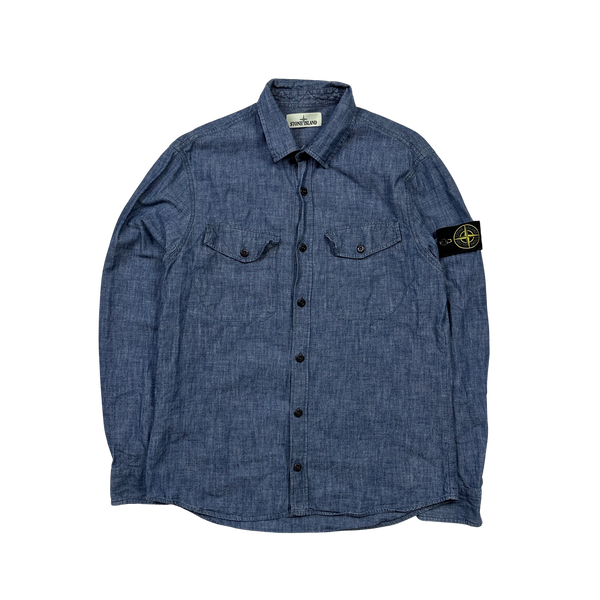 Stone Island Denim Chambray Cotton Shirt Large