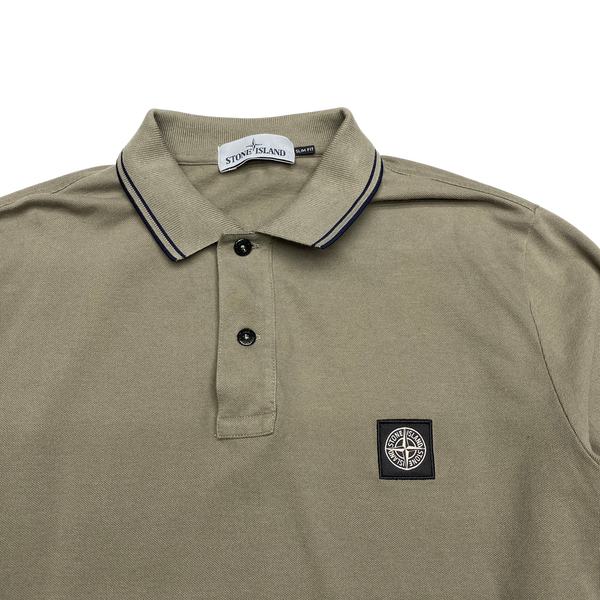 Stone Island Slim Fit Olive Cotton Longsleeve Polo