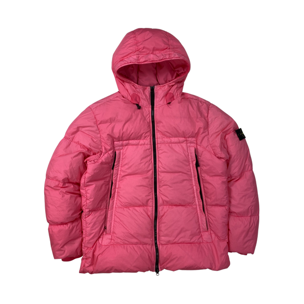 Stone Island Pink Garment Dyed Crinkle Reps Puffer Jacket