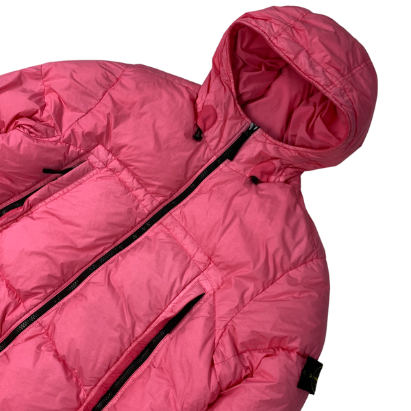 Stone Island Pink Garment Dyed Crinkle Reps Puffer Jacket