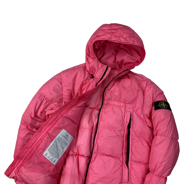 Stone Island Pink Garment Dyed Crinkle Reps Puffer Jacket