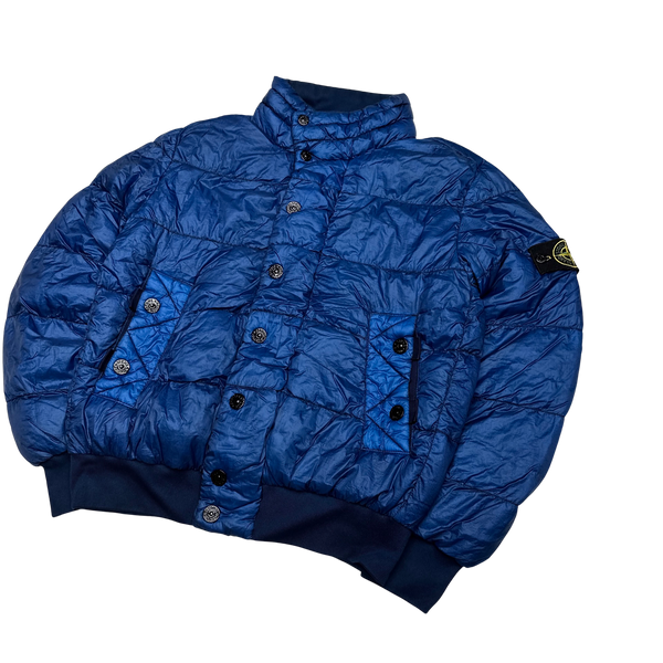 Stone Island Blue 2011 Garment Dyed Puffer Bomber Jacket