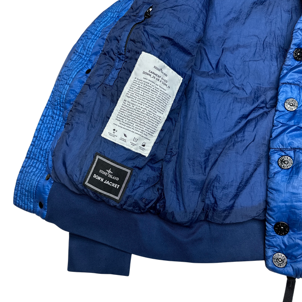 Stone Island Blue 2011 Garment Dyed Puffer Bomber Jacket