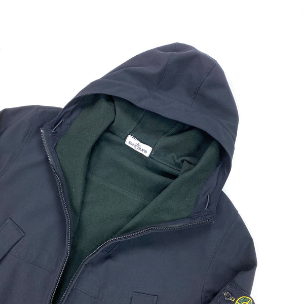Stone Island Black Fleece Lined Hooded Soft Shell R Jacket